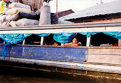 passenger looking out from river boat