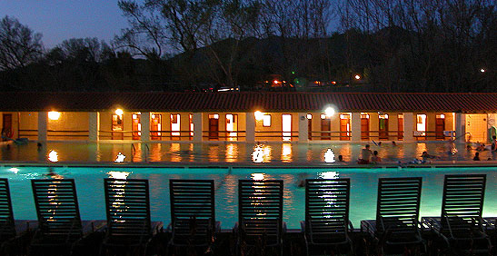 hot spring pools at night