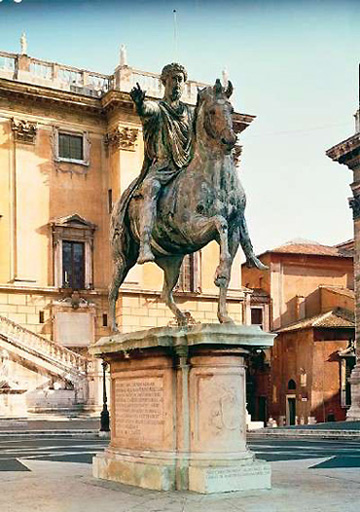 bronze statue of Marcus Aurelius at the Piazza del Campidoglio, Rome