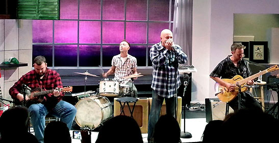 Jon Atkinson on the harmonica performing with Marty Dodson, Kim Wilson and Nathan James