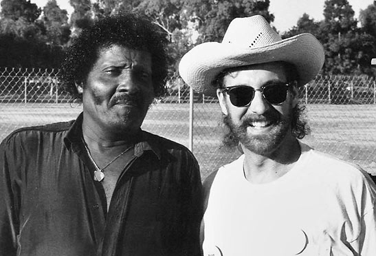 the writer with Albert Collins at Long Beach, 1990
