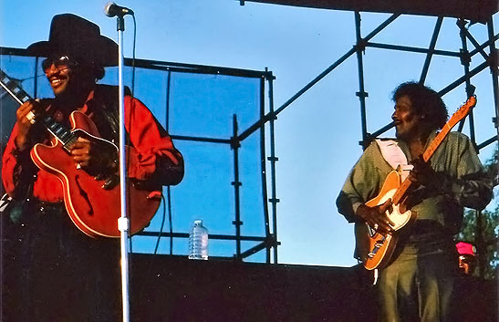 Otis Rush and Albert Collins performing at Long Beach