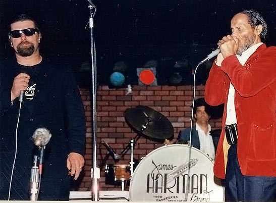 William Clarke and Blind Joe Hill performing in L.A., 1988