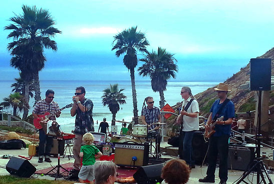 Nathan James performing with Billy Watson and his band at a Southern California beach