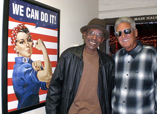 Johnny Dyer and Rod Piazza backstage at the American Legion on Rod's annual birthday party, 2010