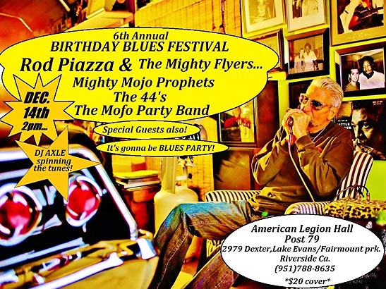 poster for Rod Piazza's 6th Annual Birthday Blues Festival