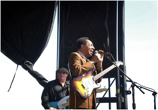 Billy Boy Arnold performing onstage at the 2013 San Diego Blues Festival
