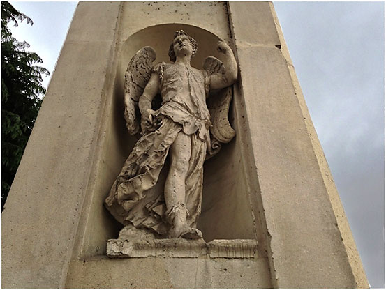 the angel Gabriel on oneof the two columns of the Arhc of the Steps