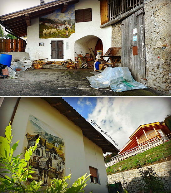 houses in Balbido showing hand-painted murals