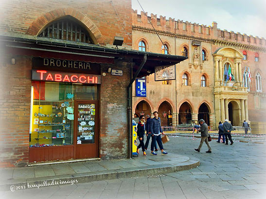 tobacco shop at Bologna's historic center
