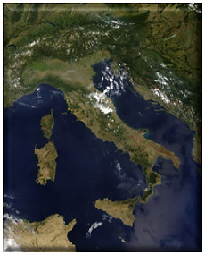 satellite imagery of the Italian coastlines