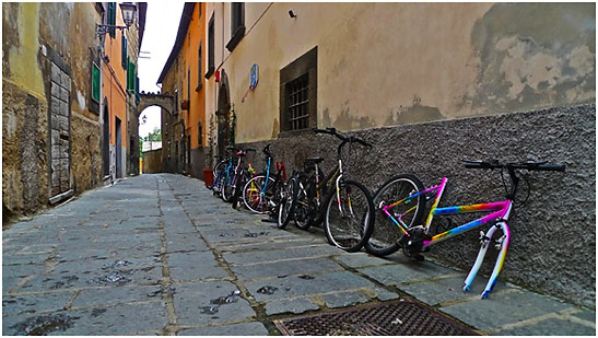 bikes on a street in Civita