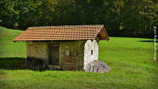 stone cabin along the way to The Sanctuary of Our Lady of Carravaggio, Deggia
