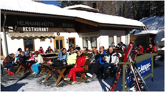 dining at a restaurant along the ski slopes, Villabassa