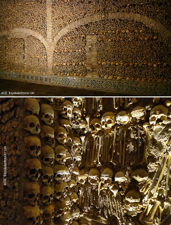 skeletal remains at the Cappella dos Ossos (Chapel of Bones), St. Francis Church