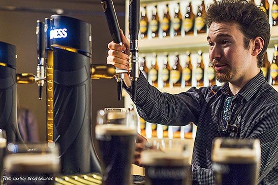 Kevin demonstrating how to pour a pint of Guinness