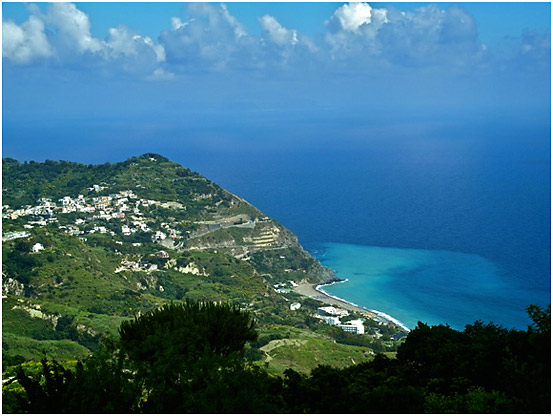 panoramic view from the top of Ischia looking out at the Tyrrhenian Sea