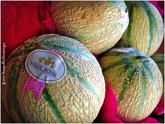 cantaloupes at an open air market, Libourne