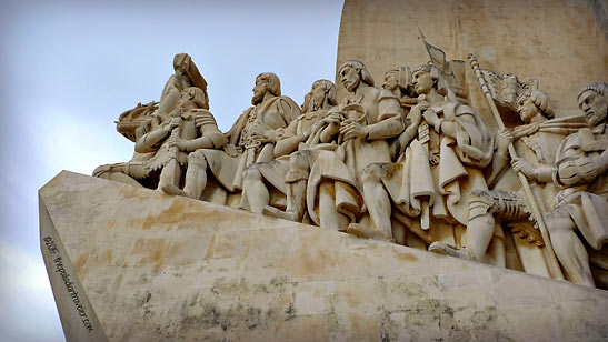 figures from Portugal's illustrious maritime past at the Monument to the Discoveries