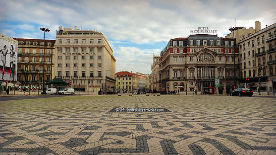 decorative cobble street at Lisbon's historic center