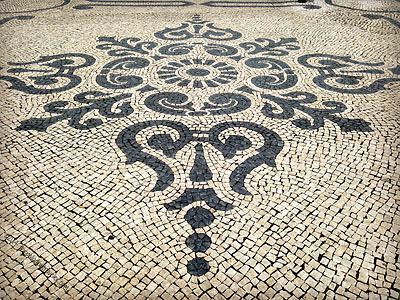 decorative mosaic stone pavement in Lisbon