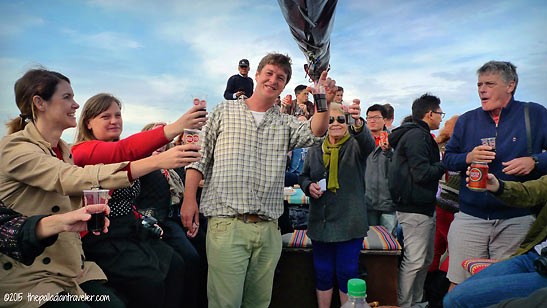 Skipper Tiago hands out beer, soft drinks and local red wine