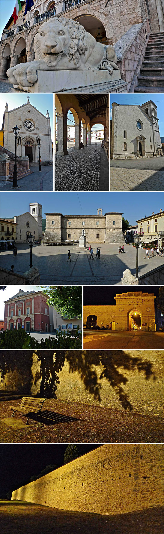buildings in Norcia's circular main square of Piazza San Benedetto
