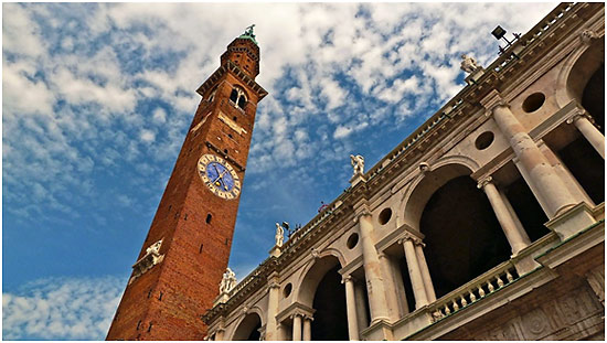 Torre Bissara rises above Piazza dei Signori - Vicenza, Italy