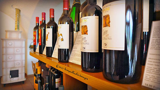 bottles of wine on display