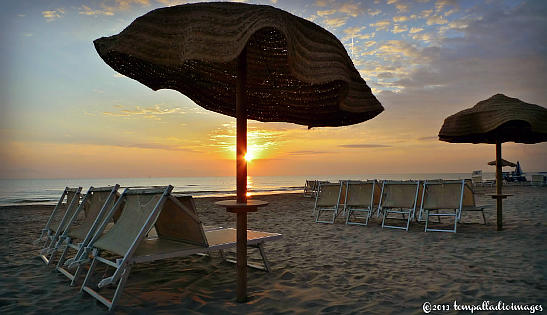 sunset at a beach along the Adriatic coast, Senigallia, central Italy