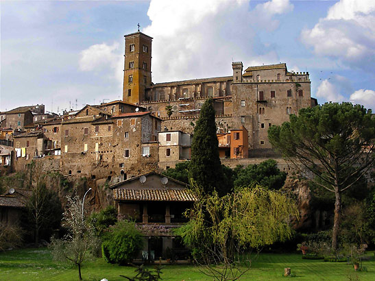 view of Sutri showing the Cathedral of Santa Maria Asunta, Lazio, Italy