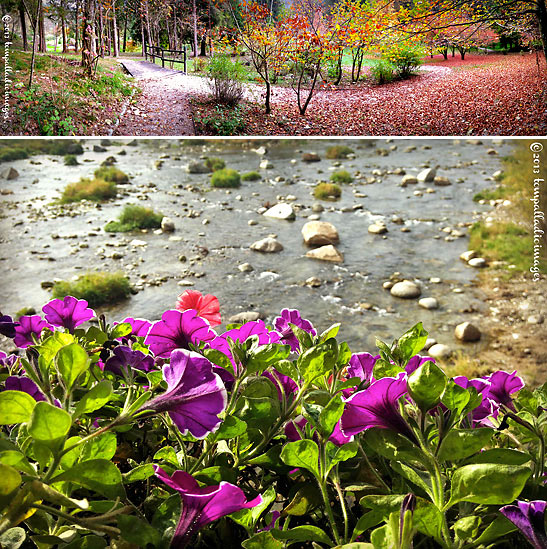 hiking trail and stream at the Terme de Comano