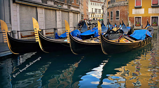row of parked gondolas