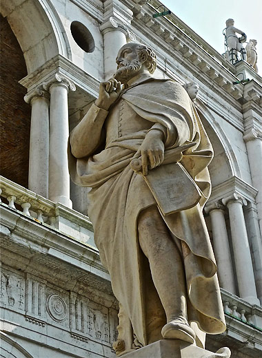 a statue of Italian Renaissance master builder Palladio or Andrea Di Pietro della Gondola