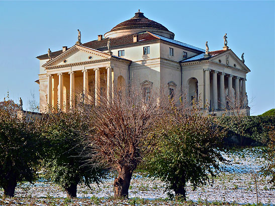 the Villa Almerico Capra - La Rotonda - stands atop the base of the Berici Hills