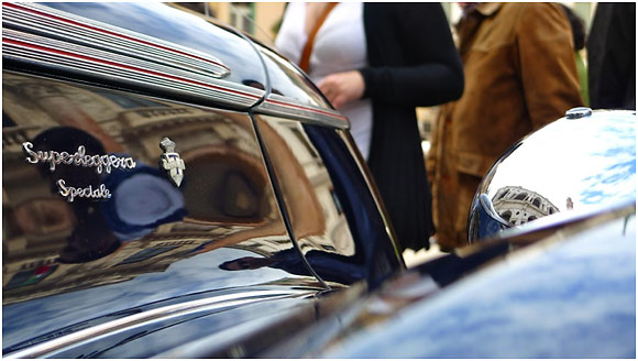 close-up view of a 1939 Fiat 1500 6C Superleggera Touring Sport Coupe