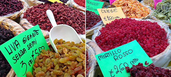 dried fruit for sale at Antonella's and Francesca's fruit stand