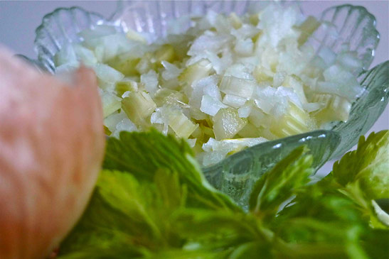 diced celery and onion