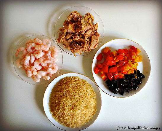 ingredients for the insalata di riso