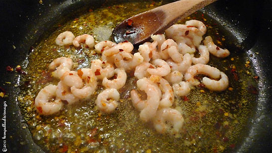 sauted shrimp in skillet