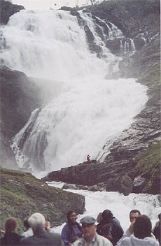 cascading waterfalls viewed from cruise ship